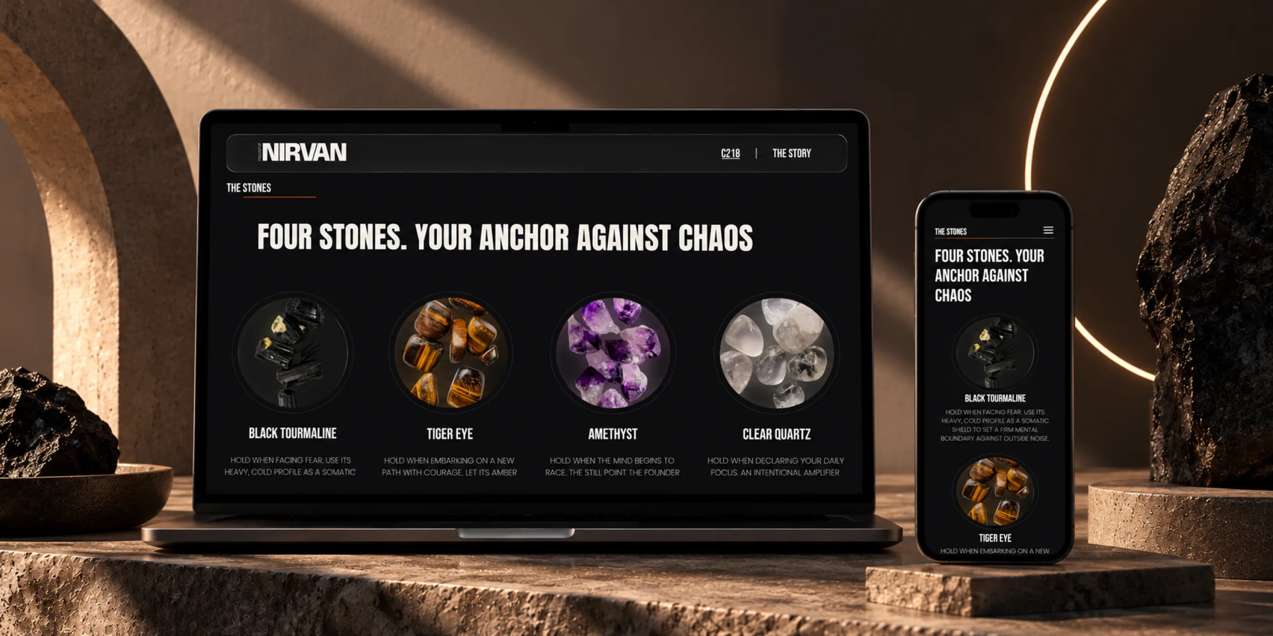 House of Nirvan website on desktop and mobile